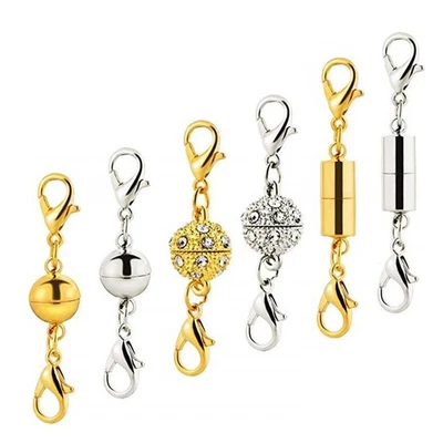 12 Magnetic Clasps Hooks Column Necklace Connectors For DIY Jewelry Making - Image 1 of 4