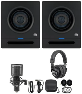 (2) Presonus Eris Pro 4 Powered 4" 2-Way Studio Monitors Speakers+Headphones+Mic - Picture 1 of 12