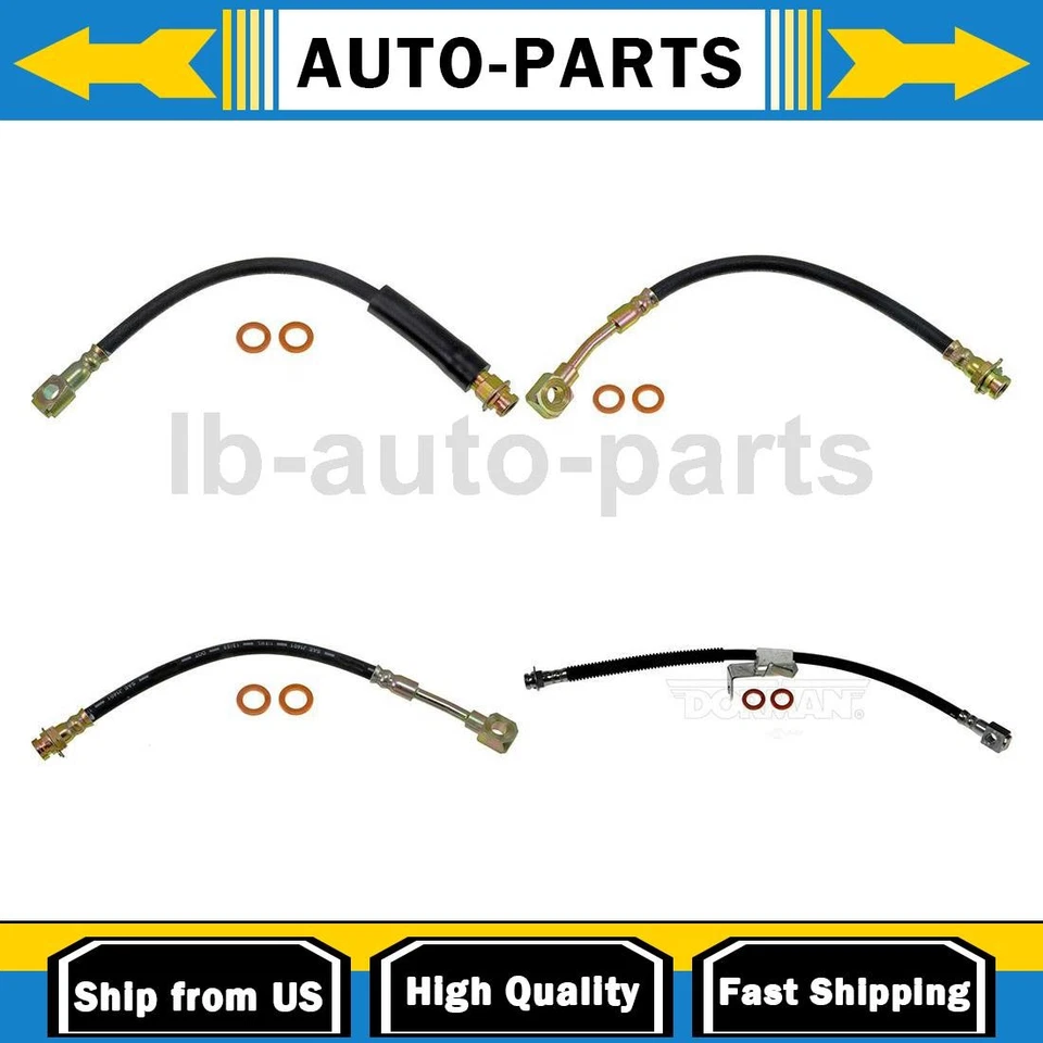 For 1995 1996 Oldsmobile Aurora 4.0L Front Rear Brake Hose Line 4PCS - Image 1 of 4