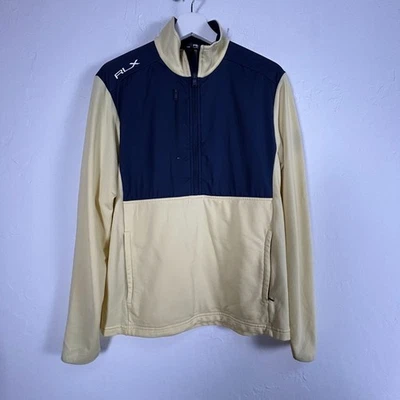 Ralph Lauren RLX Mens Tour Sweatshirt Small Pullover Yellow Navy Pockets - Image 1 of 4