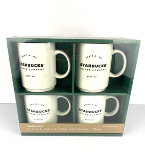 Starbucks Coffee Company Seattle WA 2018 Set di 4 tazze impilabili in ceramica - NUOVE - Foto 1 di 2