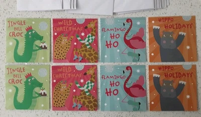 WINTERWORKS Christmas Cards Small Cute Wild Animals 8 Pack By Sainsburys 9cm x 9cm Xmas NEW