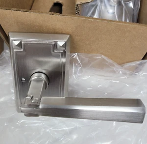 EMTEK Arts Crafts Rectangular Rosette Privacy Lever RH Satin Nickel 3 avail - Picture 1 of 8