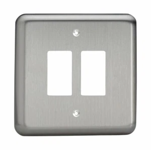 Varilight XSPGY2 PowerGrid Matt Chrome 2 Gang Grid Plate (Single Plate) - Picture 1 of 1