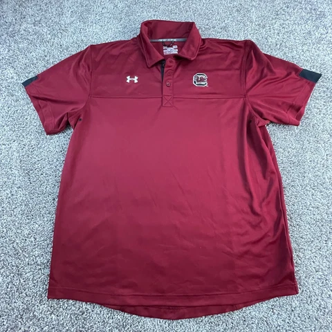 South Carolina Gamecocks Polo Shirt Adult Large Red Football Under Armour Men * Cover