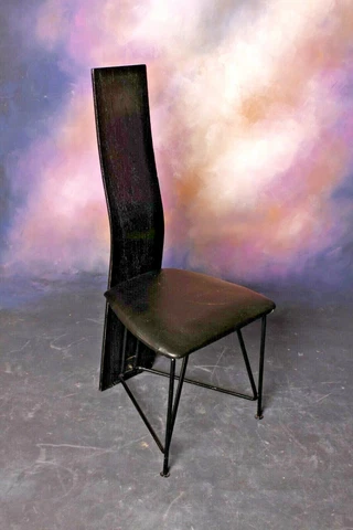 MID CENTURY MODERN HIGH BACK CURVED WOOD CHAIR WITH UPHOLSTERED SEAT Cover