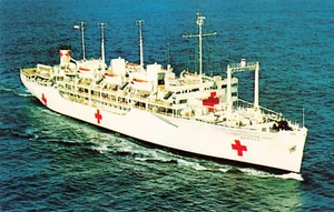 San Diego CA, EE. UU. Repose AH-16 barco hospital de la Marina de los Estados Unidos, postal de colección - Imagen 1 de 2