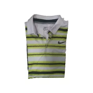 Nike Golf Polo Shirt Men Small Yellow White Graphic Wicking Dri-Fit Standard Fit - Picture 1 of 7