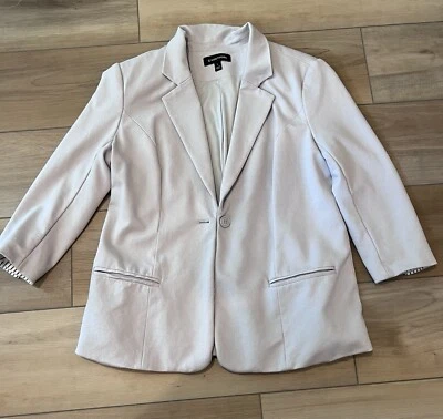 41 Hawthorn Light Gray Natalie Knit Blazer Striped Cuff Women's Size L - Image 1 of 4