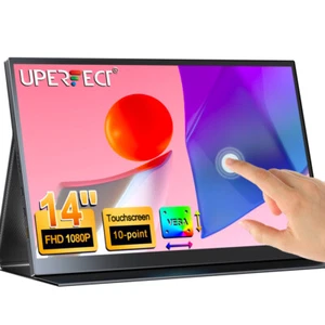 14" PC Monitor USB C Bildschirm Touchscreen Monitor HDMI USB C Monitor Schwarz - Afbeelding 1 van 7
