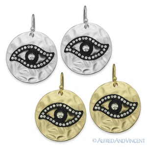 Pendientes Colgantes Steampunk CZ Círculo Pendientes Colgantes Nazar Turco Nazar Griego Hamsa Cabalá Dije Mal de Ojo - Imagen 1 de 3