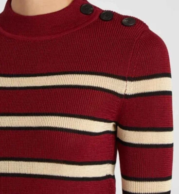 Étoile Isabel Marant Pull Devona Striped Stretch-knit Burgundy Sweater (size 34) - Image 1 of 4