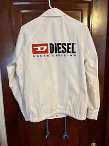 Diesel Denim Division Satin Bomber Racing Jacket Men’s White Fits Sz Large Logo - Picture 1 of 4