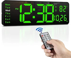 Zgrmbo 16" Large Digital Wall Clock with Remote, Large Display LED Wall Clock fo - Picture 1 of 7