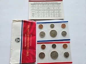 1987 U.S. Mint Set ~ 10 Coins ~ P & D ~ Uncirculated Government Packaging OGP - Picture 1 of 1