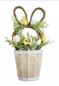 Pier 1 Imports Easter Spring HAPPY EASTER WREATH WITH FLOWER POT - Picture 1 of 5