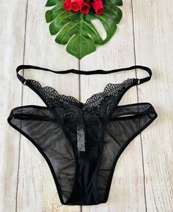 Adore Me Women’s Black Sexy Kaia Lace Mesh Strappy Underwear Size Small NWOT - Picture 1 of 10