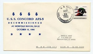 U.S.S. CONCORD (AFS-5) Copertina navale degli Stati Uniti (15 ottobre 1992) - Foto 1 di 2