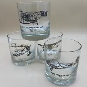 Juego de 4 vasos de barra de avión de colección negro dorado whisky bourbon lowball - Imagen 1 de 20