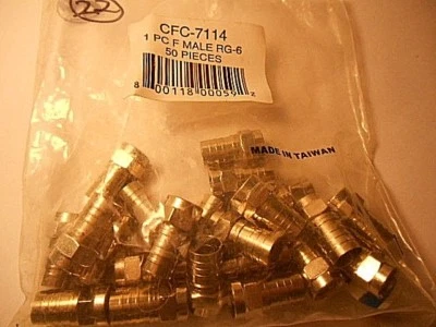 CFC-7114  1 PC F MALE RG-6 CABLE CONNECTORS - QTY 22 OF 50 - Image 1 of 4