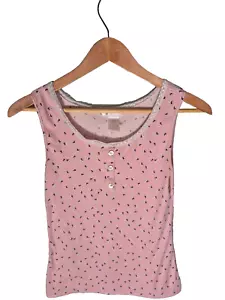 Damen Tanktop Größe Medium Gerippt Blumenmuster Kawaii Pastell Kokett Cottagecore - Bild 1 von 8