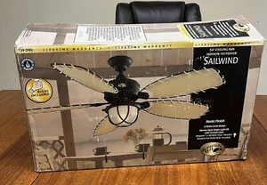 NEW Old Stock Hampton Bay Sailwind 52" Ceiling Fan Indoor Outdoor Rustic Finish - Picture 1 of 12