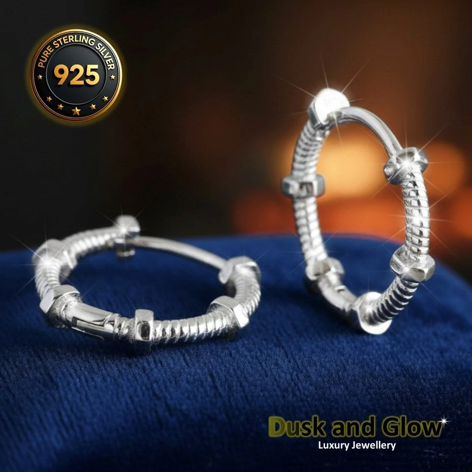 Solid 925 Sterling Silver Huggie Hoop Earrings Luxury Womens Ladies Gift UK NEW Foto 1 de 1