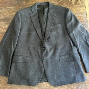 Stafford Merino Wool Sport Coat Men's 46S Classic Fit Windowpane Two Button - Picture 1 of 19