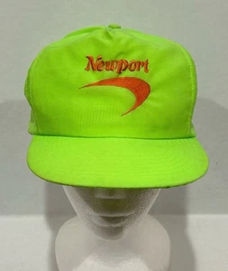 Vintage 90s Newport Nylon Snapback Trucker Hat Neon Cigarettes *READ Description - Picture 1 of 11