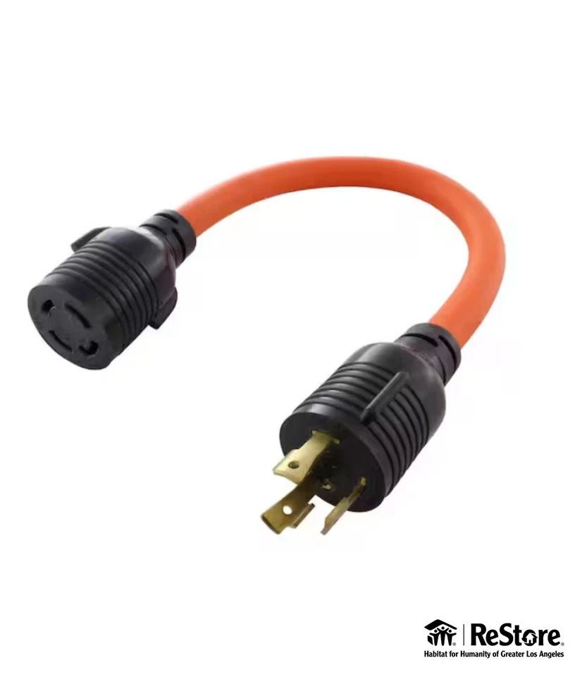 1,5 фута 10/3 STW 30 ампер NEMA L5-30P блокирующая вилка на адаптер L14-30 - Изображение 1 из 4