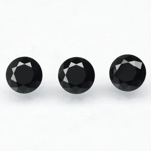 π 0.99ct 3pcs Lot Round Brilliant Natural Black Spinel - Thailand Gemstone - Picture 1 of 4