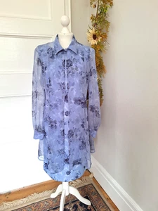 STUNNING GINA BACCONI Lavender Floral Chiffon Jacket & Shift Dress Size 14 - Picture 1 of 8