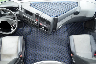 Camion Tapis de Sol - Convient pour Renault T-range Avec Motortunnel - Noir/Bleu - Photo 1/4