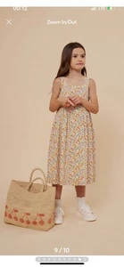Bonpoint Girls Laly Bright Floral Midi Cotton Sleeveless Dress Size 8 Girls - Picture 1 of 9