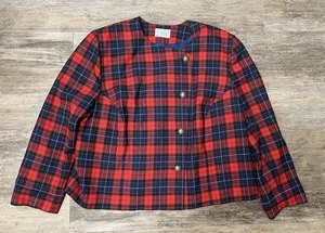 RAR Vintage Damen Pendleton Blazer Jacke rot Tartan kariert Wolle 22W - Bild 1 von 8