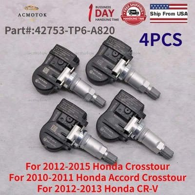 Sensor de presión de neumáticos TPMS para Honda Crosstour 2010-2015 4 piezas 42753-TP6-A820 Foto 1 de 4