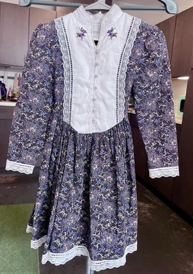 Vestido Gunne Sax Vintage Años 80, Encaje Pradera, Formal Vacaciones Navidad, Niñas 6/7 Foto 1 de 4