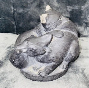 Vintage Hen Feathers Company Inc Collection Rare Baby Fox Foxes Carved Sculpture - Picture 1 of 6