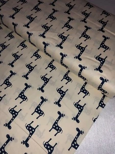 1 Meter Navy/Cream Giraffe Print 100% Pure Cotton Fabric 45”Wide Dress Craft  - Picture 1 of 3