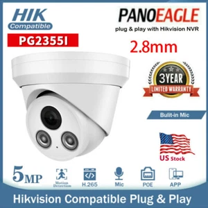 Cámara IP de seguridad CCTV para el hogar compatible con HIK 5 MP MICRÓFONO IR POE 2,8 mm - Imagen 1 de 9