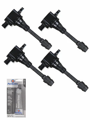 Conjunto de 4 bobinas de ignição + graxa de ajuste para 2002-2006 Nissan Altima Sentra UF350 - Imagem 1 de 4