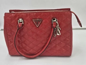 Guess Womens Astrid Luxury Satchel Bag Red - Picture 1 of 12