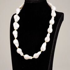 Chunky Faux Baroque Freshwater Pearl Choker Necklace in Organza Gift Bag
