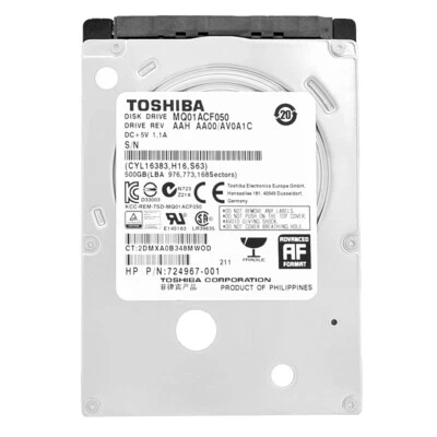Disco Rigido Toshiba MQ01ACF050 500GB 16Mb Cache 7200Rpm SATA III 2,5 " - Immagine 1 di 4