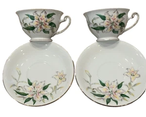 Set of 2 Hira Fairbank Pattern Fine China Cup & Sauces Sets , Made In Japan - Picture 1 of 5