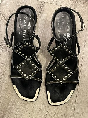 Sandalia Donald J Pliner Couture para mujer Devi negra napa correa angular talla 6,5 Foto 1 de 4