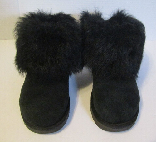 Stivaletti UGG Valentina neri scamosciati colletto lanugine strass foderati con bottoni tg 5