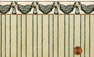 Dollhouse Wallpaper / 3 Sheets of Benjamin Swag w/ border 202D2345 Green - Picture 1 of 1
