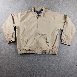 Chaps Jacket Mens Size XL Beige Plaid Lined Full Zip Harrington Jacket Y2K - Picture 1 of 10