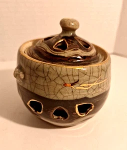 Vintage Otagiri Obori Somayaki Crackle Sugar Bowl with Lid - Picture 1 of 6